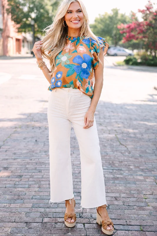 A True Beauty Apricot Orange Floral Blouse