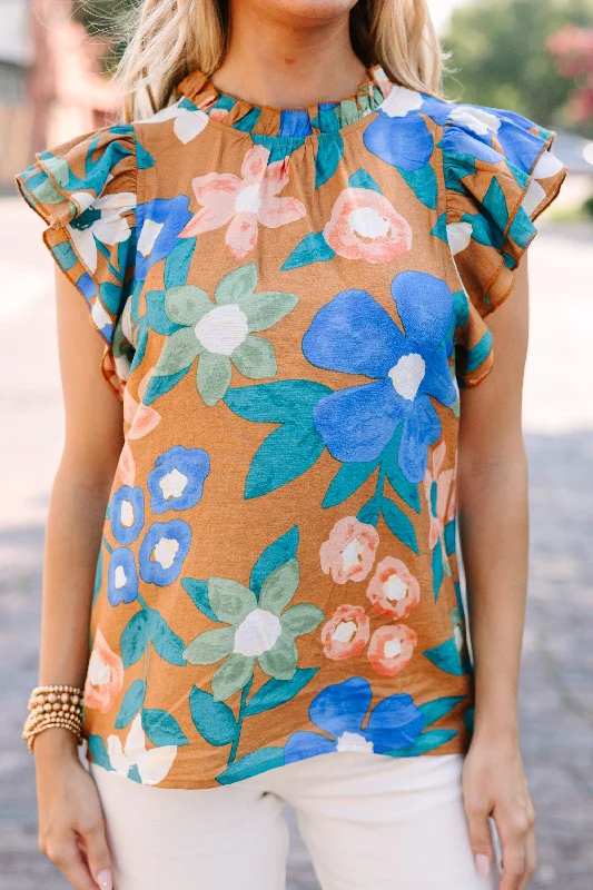 A True Beauty Apricot Orange Floral Blouse