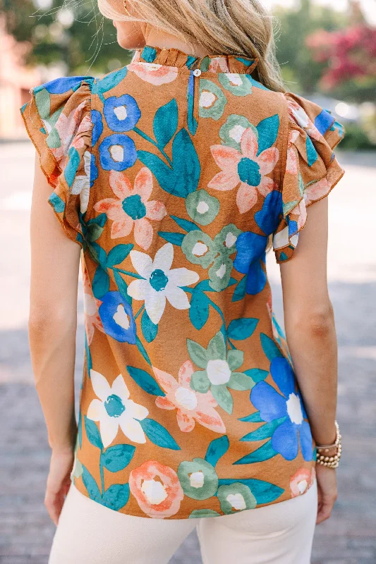 A True Beauty Apricot Orange Floral Blouse