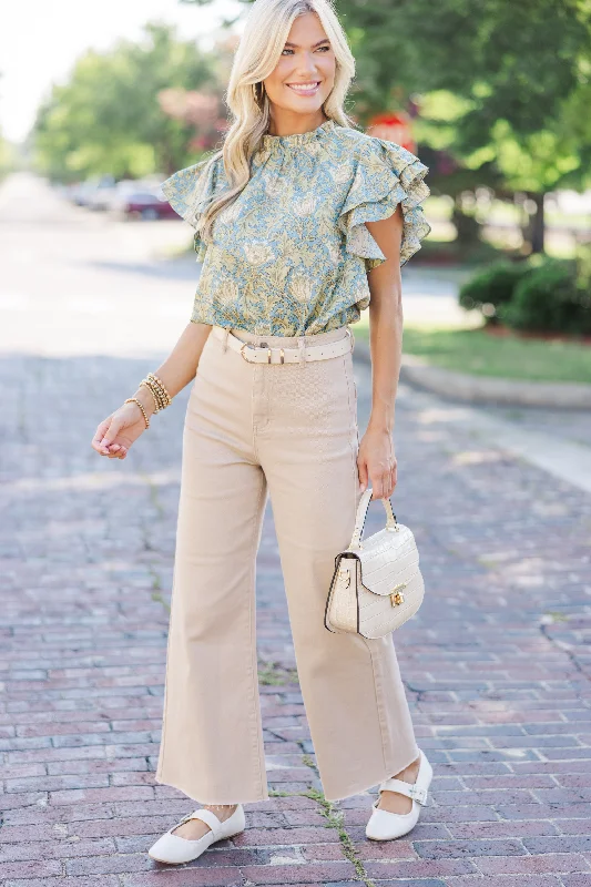 All Heart Light Blue Floral Blouse