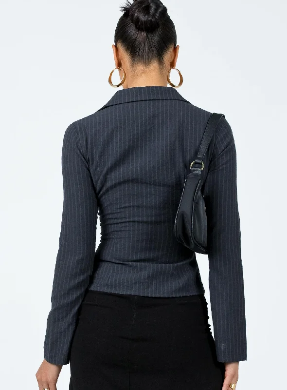 Anni Pinstripe Shirt Black