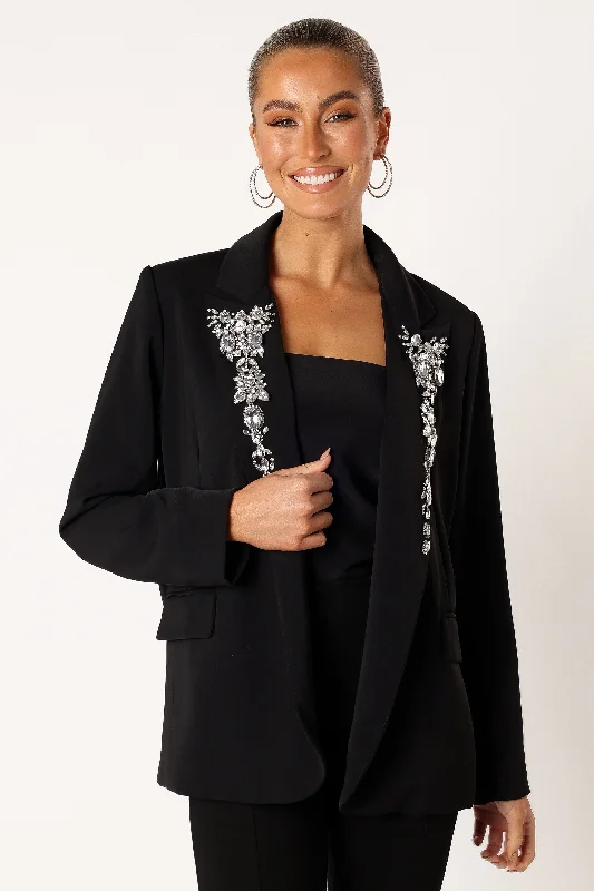 Aubree Embellished Blazer - Black