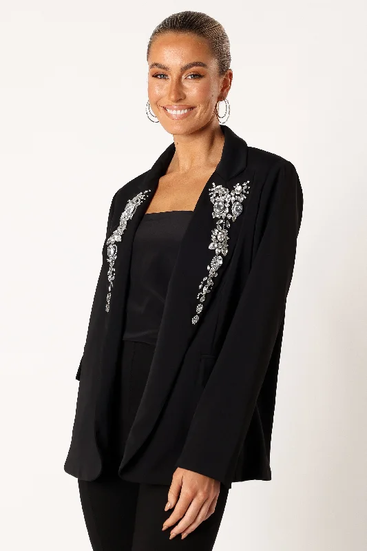 Aubree Embellished Blazer - Black