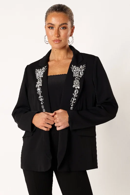 Aubree Embellished Blazer - Black