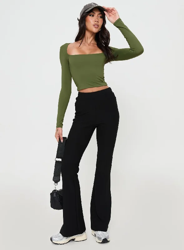 Back In Time Long Sleeve Top Olive