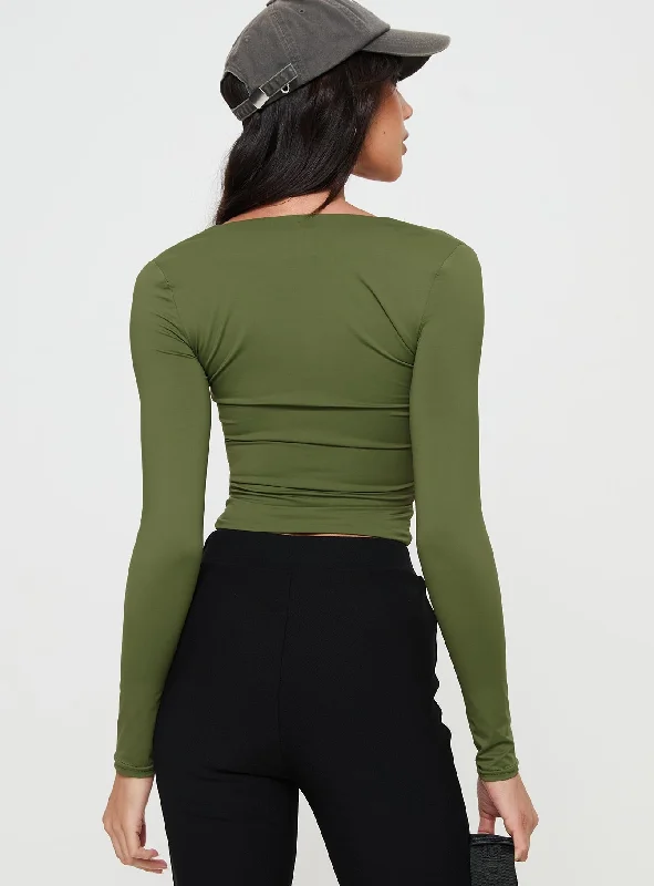 Back In Time Long Sleeve Top Olive