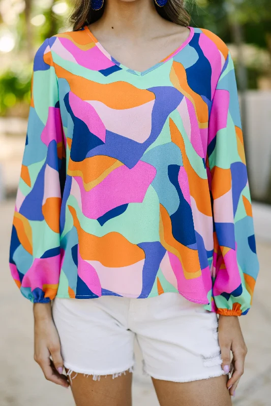 Big News Mint Green Abstract Blouse