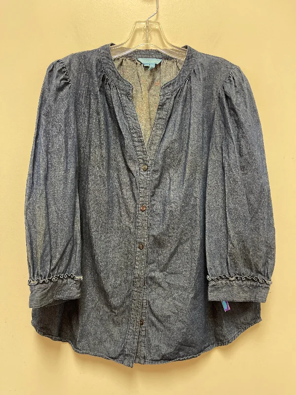 Blue Denim Blouse Long Sleeve Draper James, Size L