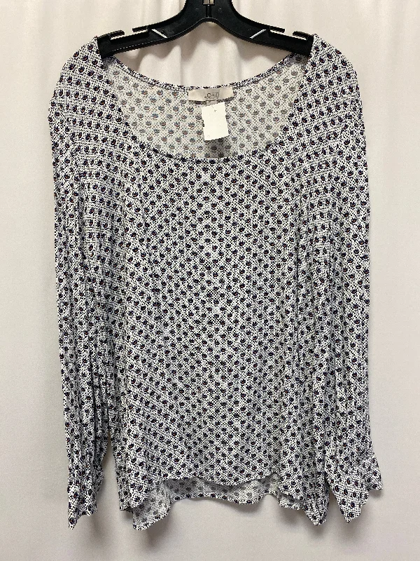 Blue & White Top Long Sleeve Loft, Size Xl