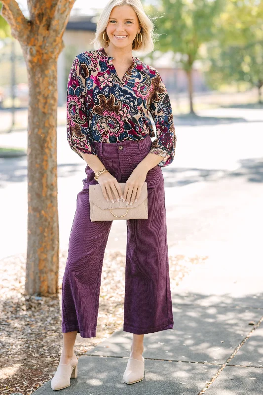 Break Through Wine Red Floral Blouse