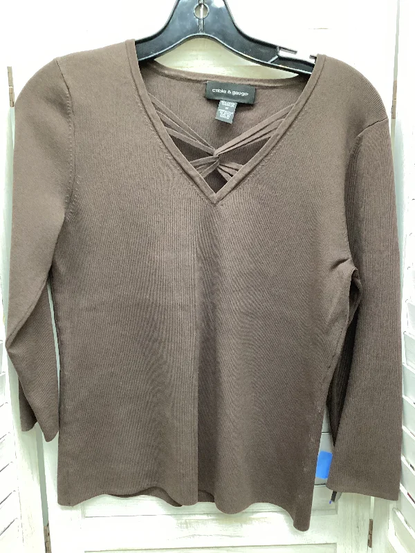 Brown Top Long Sleeve Cable And Gauge, Size M