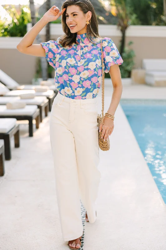 Can't Let You Go Light Blue Floral Blouse