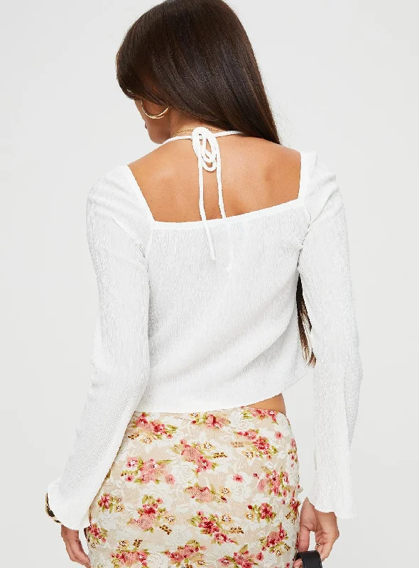 Chantria Long Sleeve Halter Top White