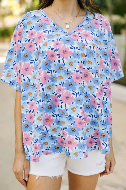 Couldn't Be Better Blue Floral Top