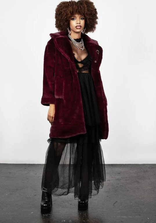 Creature Oversized Fur Coat - Plum