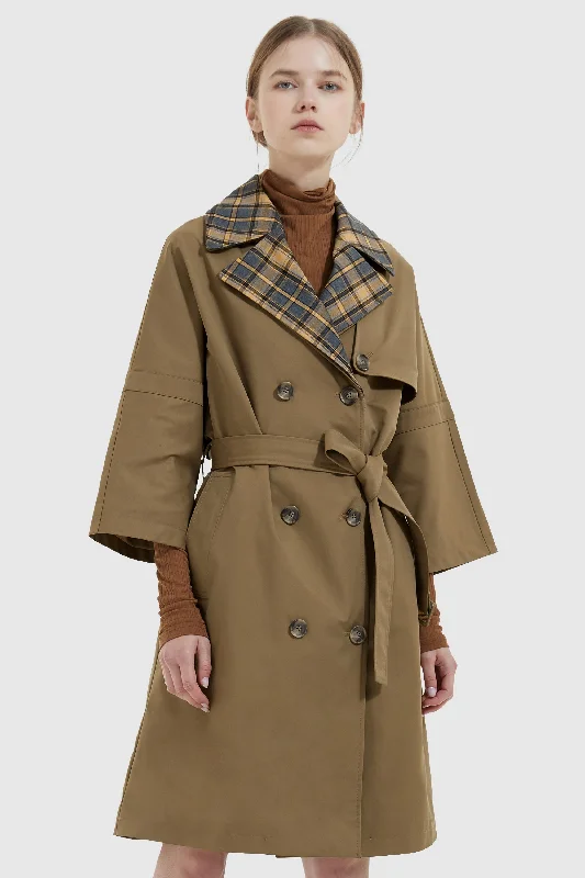 Double Breasted Laper Collar Trench Coat