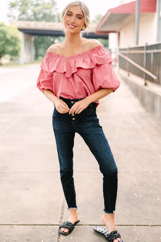 Dreaming Of You Deep Blush Pink Ruffled Blouse