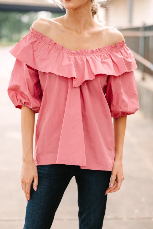 Dreaming Of You Deep Blush Pink Ruffled Blouse