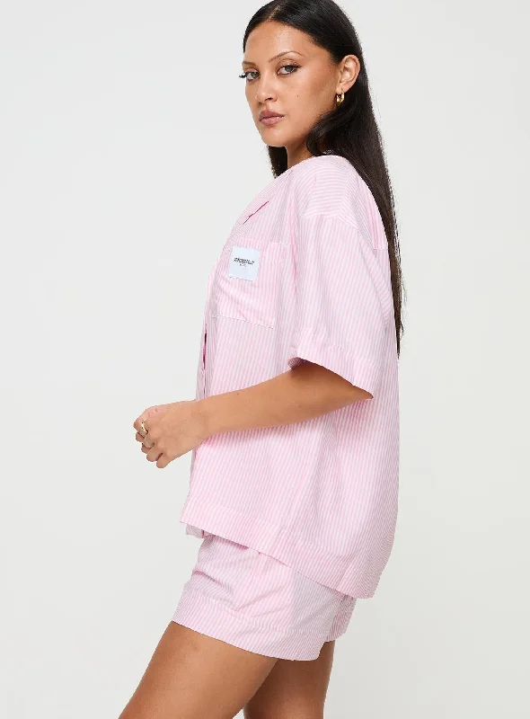 Early Riser Sleep Shirt Pink Stripe