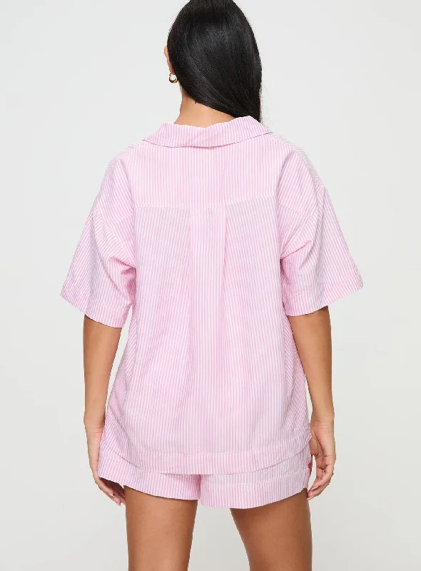 Early Riser Sleep Shirt Pink Stripe