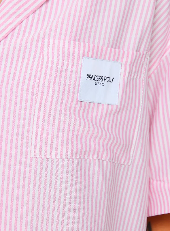 Early Riser Sleep Shirt Pink Stripe