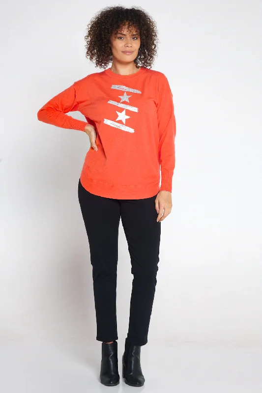 Ella Knit Jumper - Orange/Silver Star