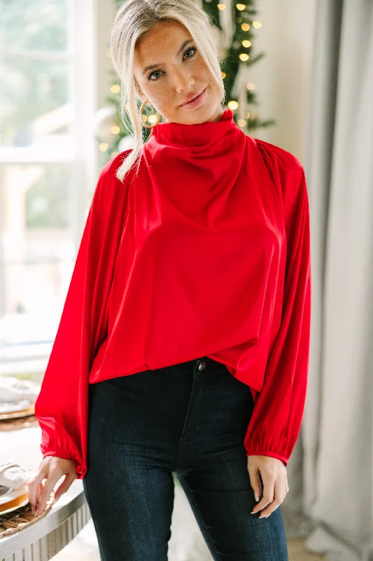 Embrace The Joy Red Satin Blouse