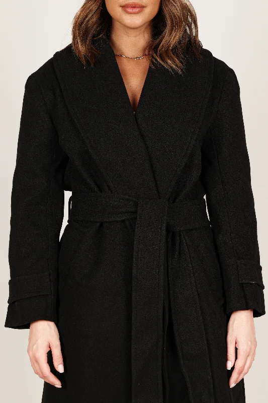 Emersyn Tie Front Coat - Black