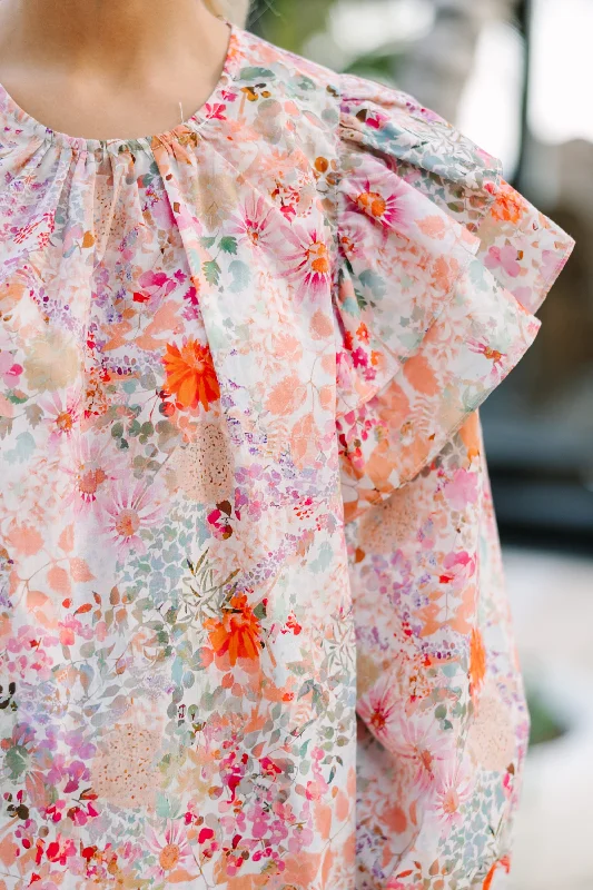 Feeling At Peace Pink Ditsy Floral Blouse