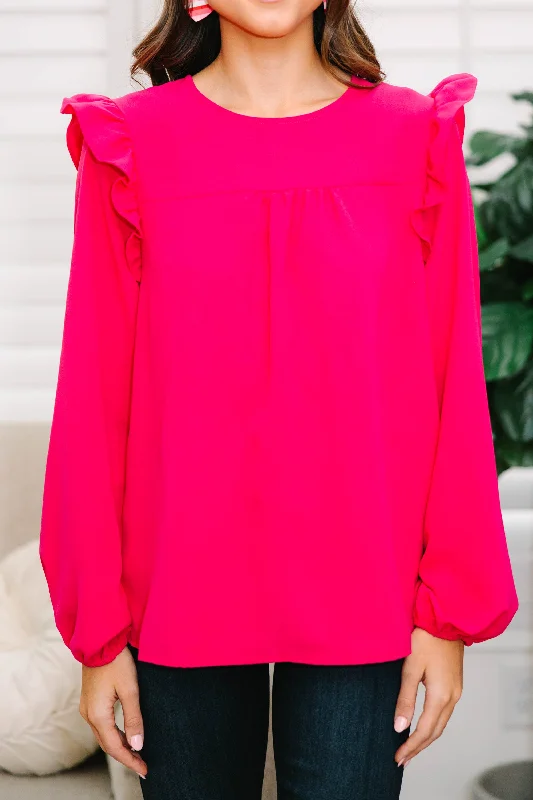 Feeling Important Fuchsia Pink Ruffled Blouse