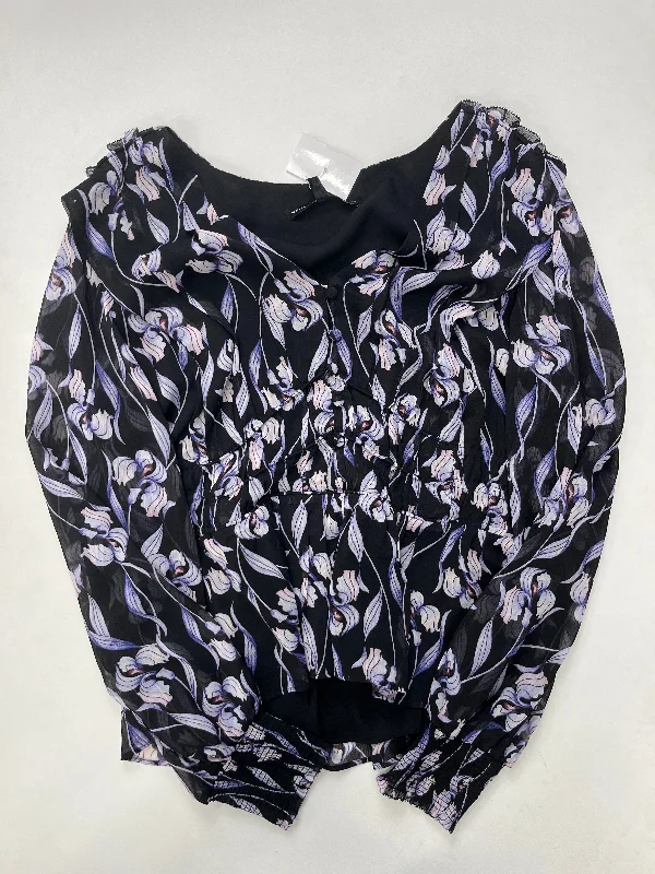 Floral Blouse Long Sleeve White House Black Market O, Size M