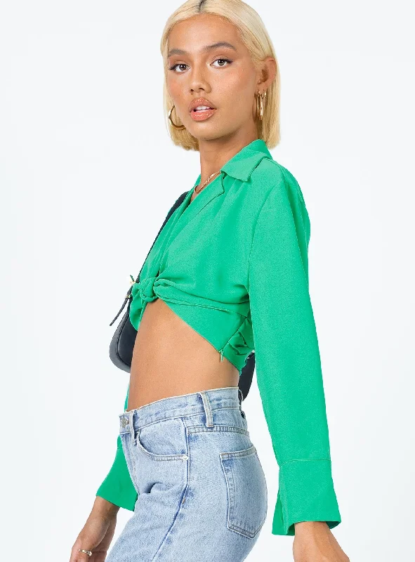 French Kiss Twist Shirt  Green