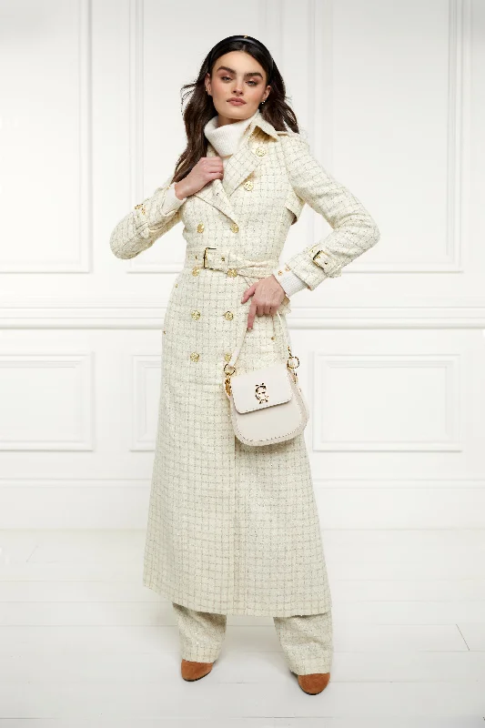 Full Length Marlborough Trench Coat (Ivory Sparkle Tweed)