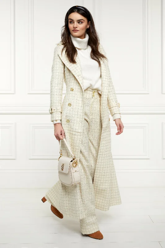 Full Length Marlborough Trench Coat (Ivory Sparkle Tweed)