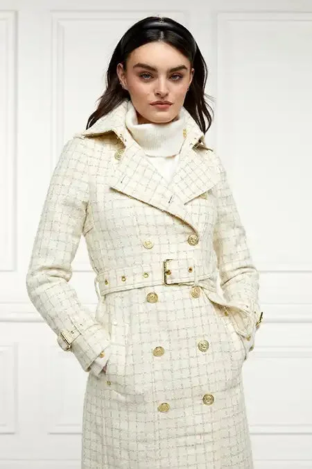 Full Length Marlborough Trench Coat (Ivory Sparkle Tweed)