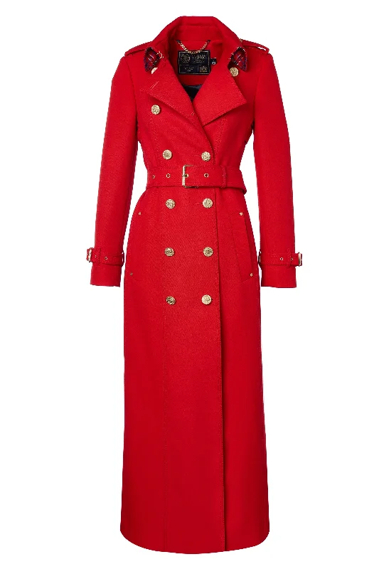 Full Length Marlborough Trench Coat (Red Barathea)