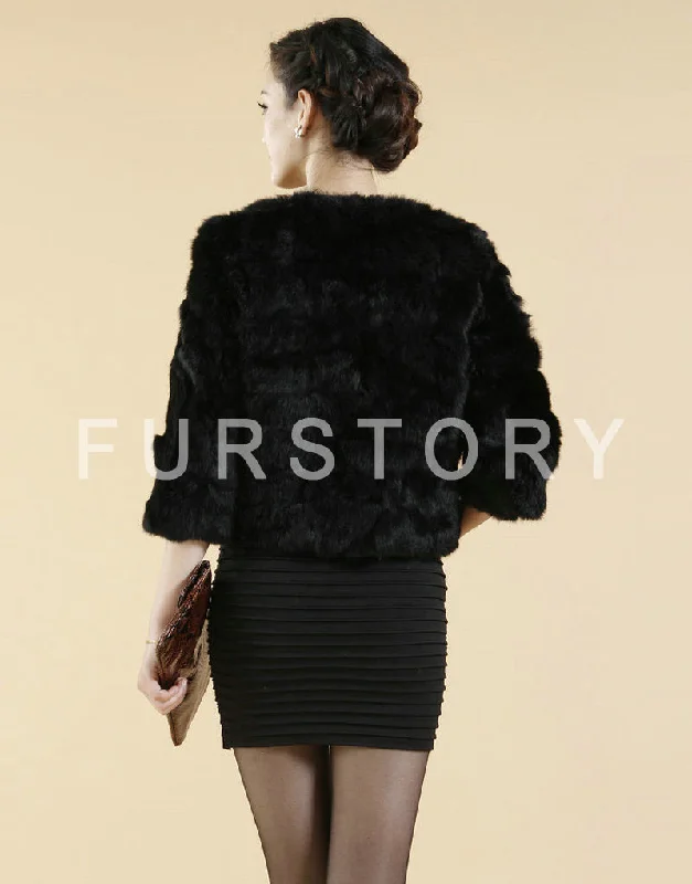 Real Rabbit Fur Coat Short Overcoat Jacket Womens' Top Winter Dress Good Quality Fur Coat Female Fur Story FS13016