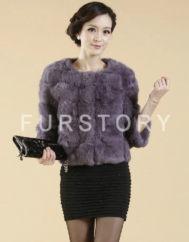 Real Rabbit Fur Coat Short Overcoat Jacket Womens' Top Winter Dress Good Quality Fur Coat Female Fur Story FS13016