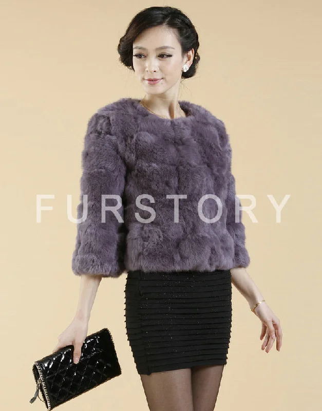 Real Rabbit Fur Coat Short Overcoat Jacket Womens' Top Winter Dress Good Quality Fur Coat Female Fur Story FS13016