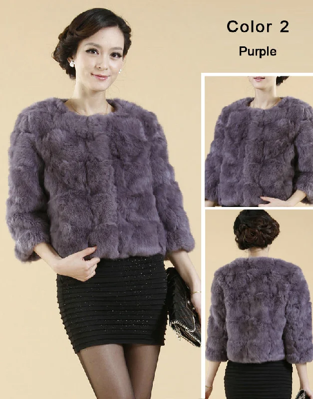 Real Rabbit Fur Coat Short Overcoat Jacket Womens' Top Winter Dress Good Quality Fur Coat Female Fur Story FS13016