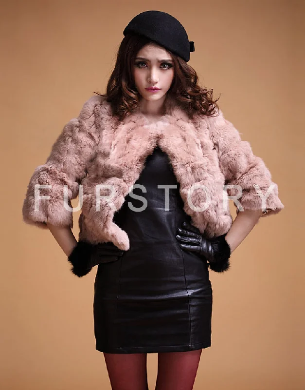 Real Rabbit Fur Coat Short Overcoat Jacket Womens' Top Winter Dress Good Quality Fur Coat Female Fur Story FS13016