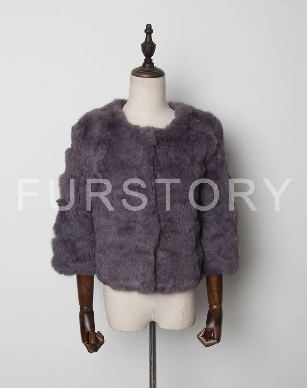 Real Rabbit Fur Coat Short Overcoat Jacket Womens' Top Winter Dress Good Quality Fur Coat Female Fur Story FS13016