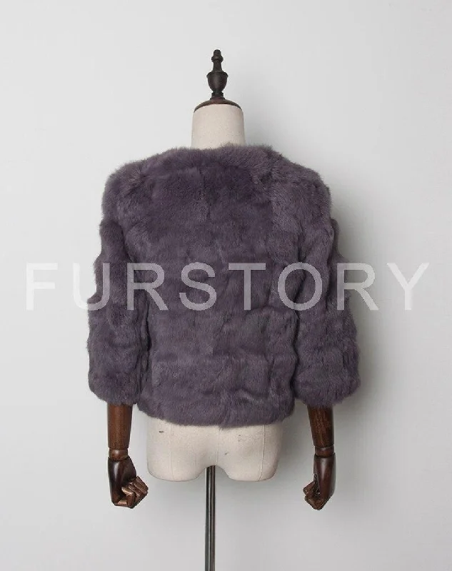 Real Rabbit Fur Coat Short Overcoat Jacket Womens' Top Winter Dress Good Quality Fur Coat Female Fur Story FS13016