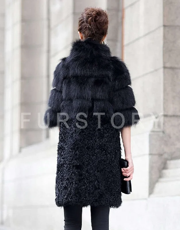 Natural Fox Fur Coat with Wool Free Shipping Plus Size Overcoat Winter Coat Women