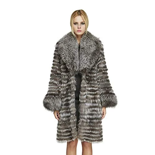 fur story Women's Fox Fur Coat for Winter Long Fur Jacket with Big Collar 18132