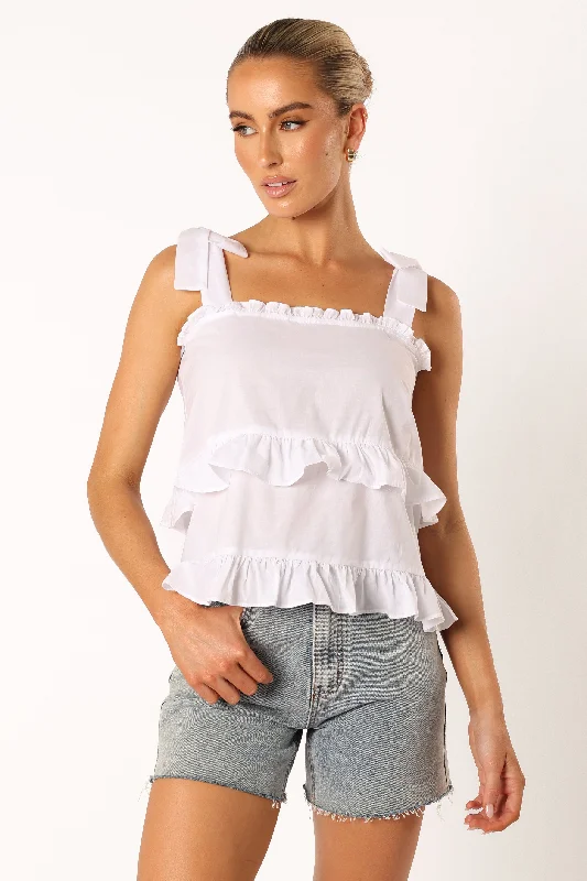 Gracie Frill Top - White