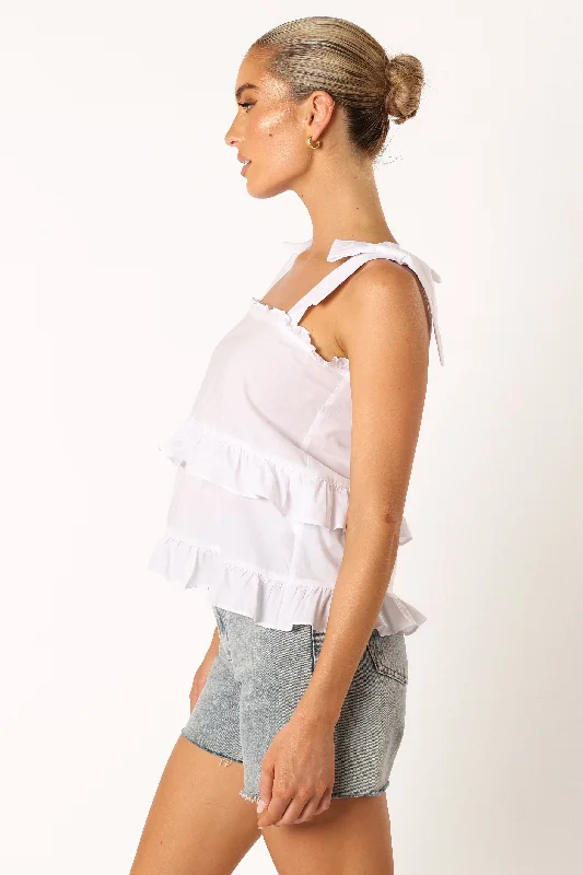 Gracie Frill Top - White