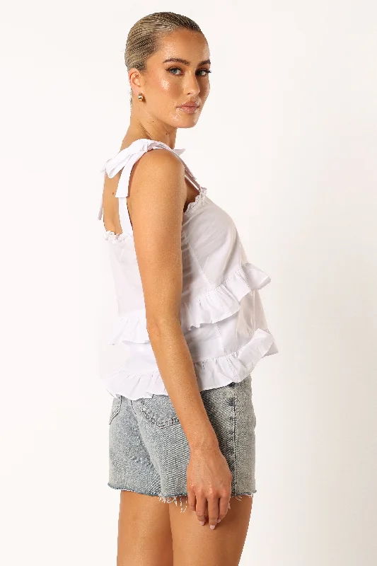 Gracie Frill Top - White