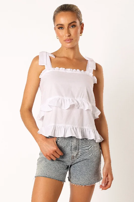 Gracie Frill Top - White