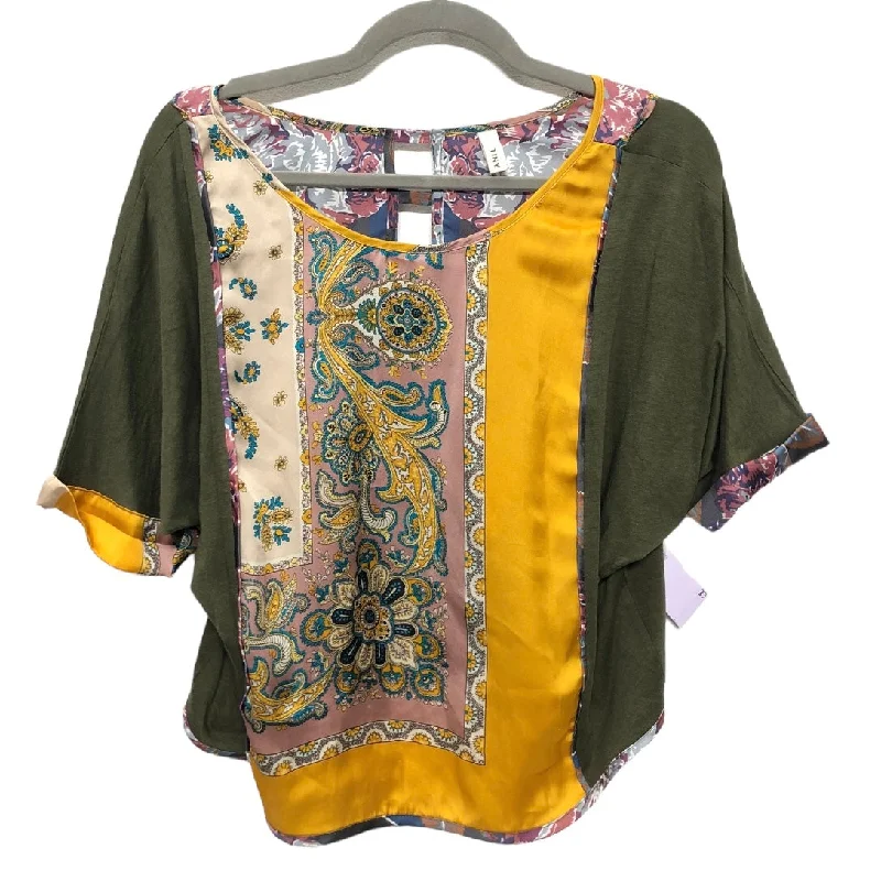 Green & Yellow Blouse Short Sleeve Tiny, Size S